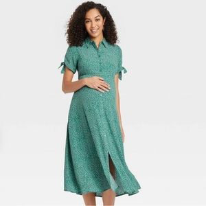 The Nines by HATCH Green Maternity Dress